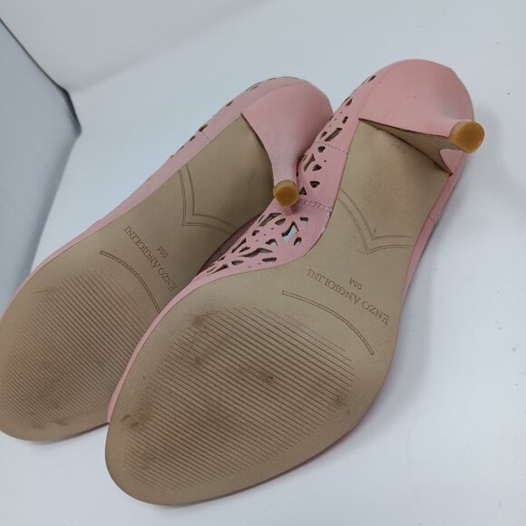 Enzo ANGIOLIN Megastar Pink Leather Cut Out Open Toe Heel Pump Size 9M - Picture 6 of 6